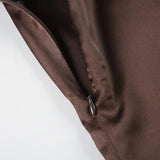 Robe longue unie à col carré et fermeture éclair froncée 