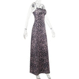 Vestido largo camisola con escote cuadrado y espalda descubierta con estampado de leopardo 