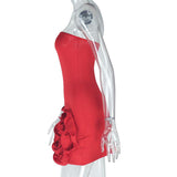 Mini-robe tube unie à dos nu avec appliques florales 