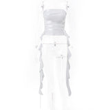 Haut tube dos nu avec corset à lacets et ruban 