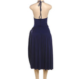 Conjunto de falda midi con cuello en V profundo fruncido y botones con lazo estilo halter 