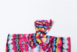 Conjunto de minifalda con estampado de malla irregular de un solo hombro 