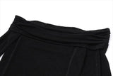 Long flared sleeve off shoulder ruched mini dress