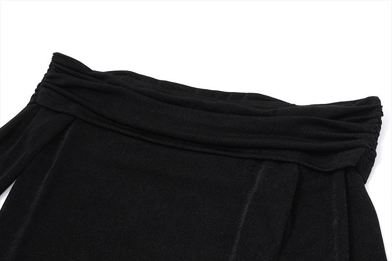 Long flared sleeve off shoulder ruched mini dress