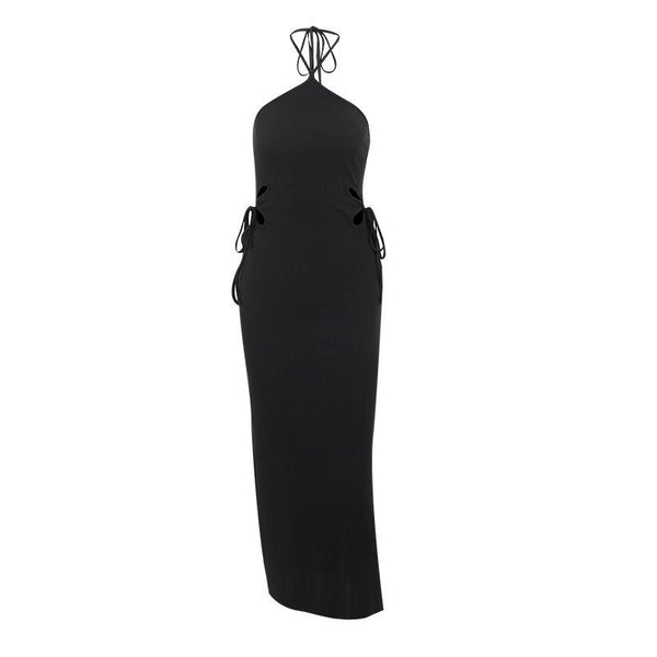 Robe midi dos nu texturée à nouer soi-même et dos nu 