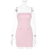 Mini-robe tube dos nu corset rose 