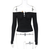 Off shoulder long sleeve ruched solid top