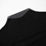 Long sleeve high neck mesh patchwork solid top