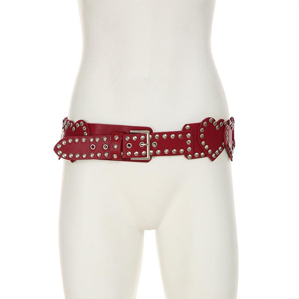 Ceinture réglable en cuir PU avec boucle en forme de cœur 
