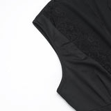 Lace hem deep V neck sleeveless solid jumpsuit