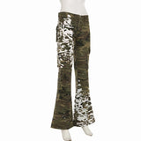 Jean camouflage taille moyenne avec poches zippées 
