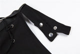 Haut asymétrique à manches longues et boutons avec boucle irrégulière 