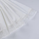 Mini-robe à manches longues, smockée, à lacets et ourlet en dentelle 
