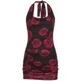 Mini-robe froncée à col en U et à imprimé floral 