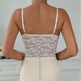Top camisola sin espalda con lazo y corsé de encaje con cuello en V 