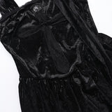 Vestido largo de terciopelo con escote cuadrado cruzado y dobladillo de encaje 