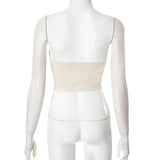 Zip-up backless corset raw hem tube top