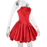 Zip-up ruched backless solid tube mini dress