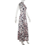 Leopard print high neck backless maxi dress