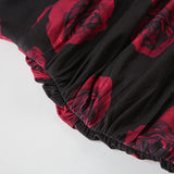 Mini-robe froncée à col en U et à imprimé floral 