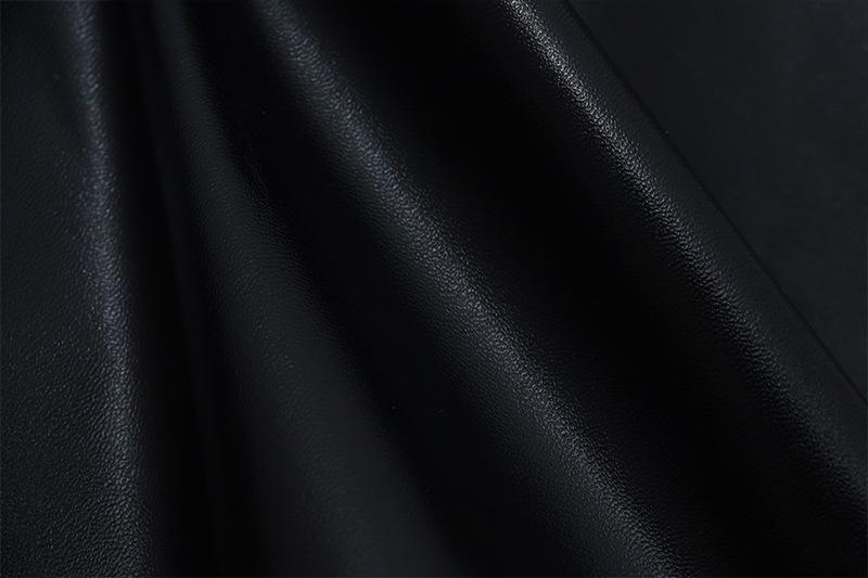 PU leather zip-up A line solid mini skirt