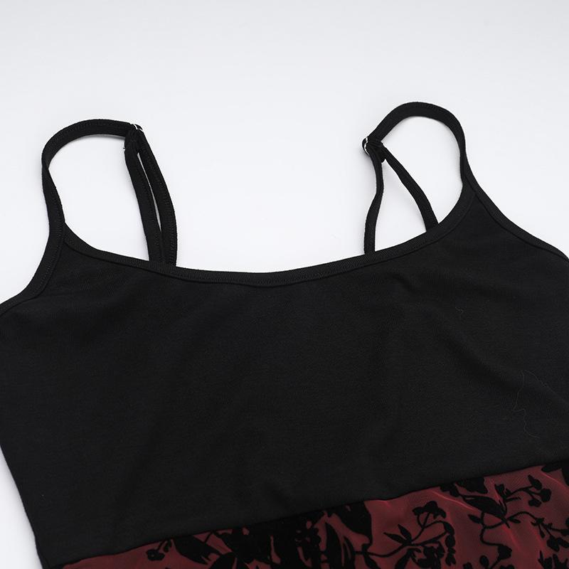 Robe midi dos nu à imprimé dentelle et col en U avec pompons 