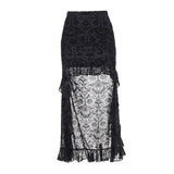 Irregular ruffle ruched print mesh mini skirt