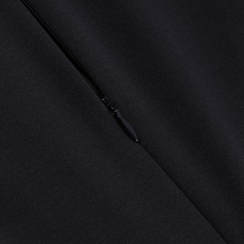 Long sleeve crewneck button applique zip-up midi dress