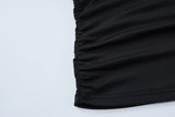Off shoulder long sleeve ruched solid top