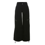 Pantalon droit taille haute avec poche zippée et bouton 