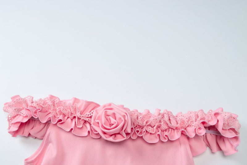 Off shoulder flower applique ruffle ruched mini dress