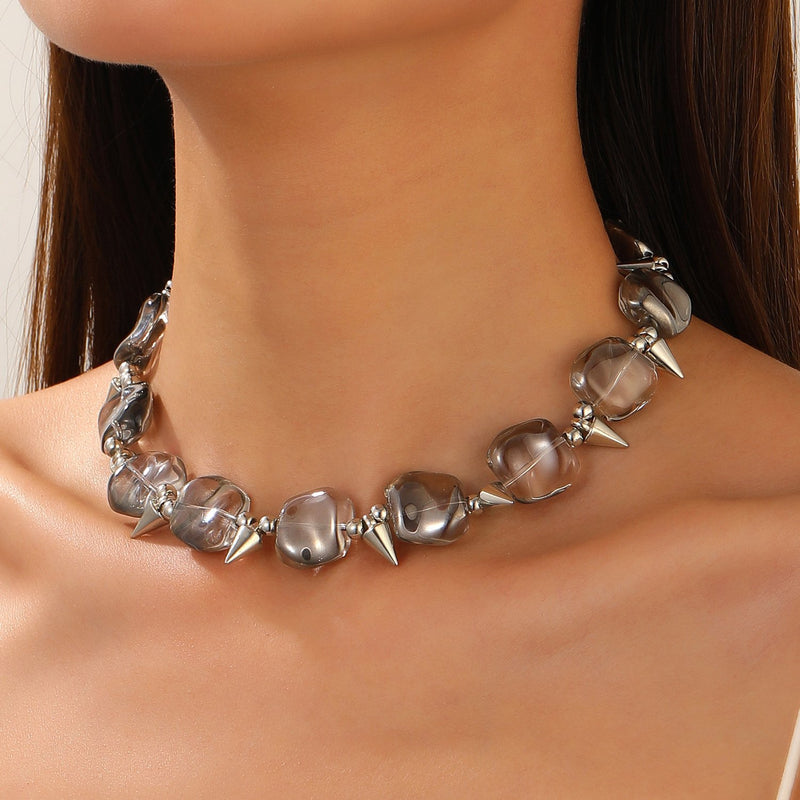 Cross rivet pendant decor choker necklace