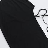 Irregular slit self tie solid tube midi skirt set