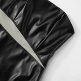 Minivestido de malla de cuero PU irregular con cremallera 