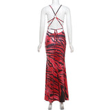 Robe longue à imprimé dégradé avec col bénitier et anneau en O 