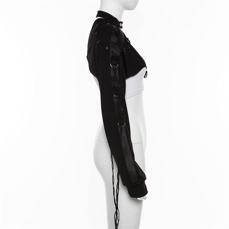 Haut asymétrique à manches longues et boutons avec boucle irrégulière 