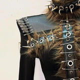 Long sleeve fluffy hollow out rivet applique top