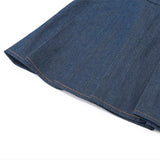 Pleated denim A line belt slit mini skirt
