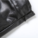 Zip-up PU leather plaid bowknot print ruffle mini skirt