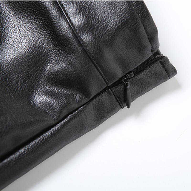 Zip-up PU leather plaid bowknot print ruffle mini skirt