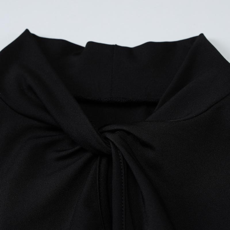 Long sleeve hollow out high slit ruched maxi dress