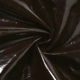 Slit PU leather zip-up brown maxi skirt