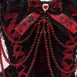 Ensemble mini-jupe à col en V et ourlet en dentelle perlée avec nœud papillon 