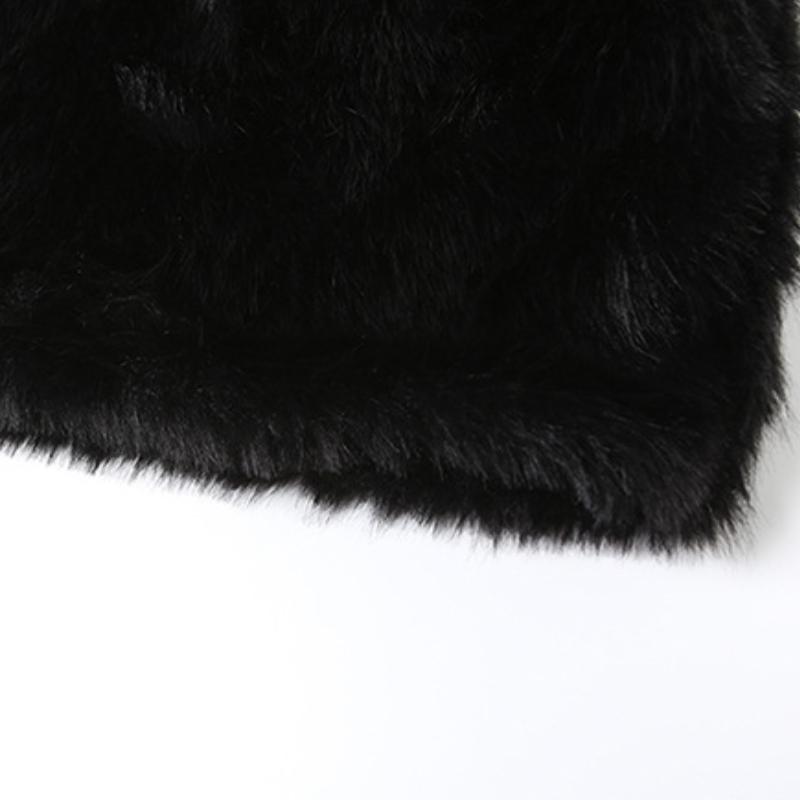 Mini-robe tube en cuir PU duveteux avec fermeture éclair et dos nu 