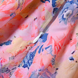 Lace hem zip-up print v neck cami mini dress