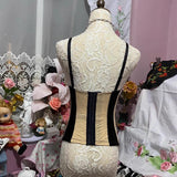 Ruffle v neck flower applique bowknot lace up top