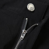 Pantalon droit taille haute avec poche zippée et bouton 