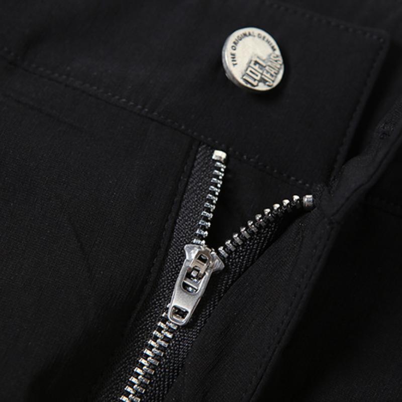 Pantalon droit taille haute avec poche zippée et bouton 