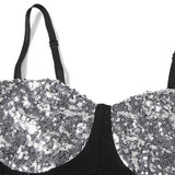 Haut camisole dos nu en maille à col en V pailleté 