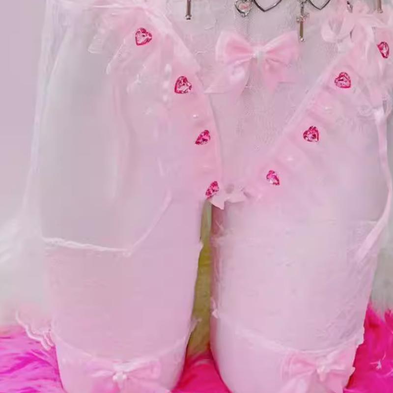 Conjunto de minifalda con cuello en V acolchado, dobladillo de encaje con lazo y lazo 